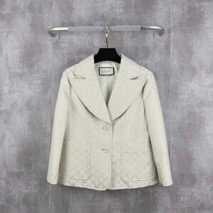 Authentic Gucci Cream Embossed Logo Blazer